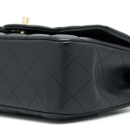 Chanel Top Handle Mini Rectangular Flap Bag Lambskin Black LGHW (Microchip)