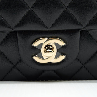 Chanel 21K top handle mini Rectangular flap Bag Black LGHW