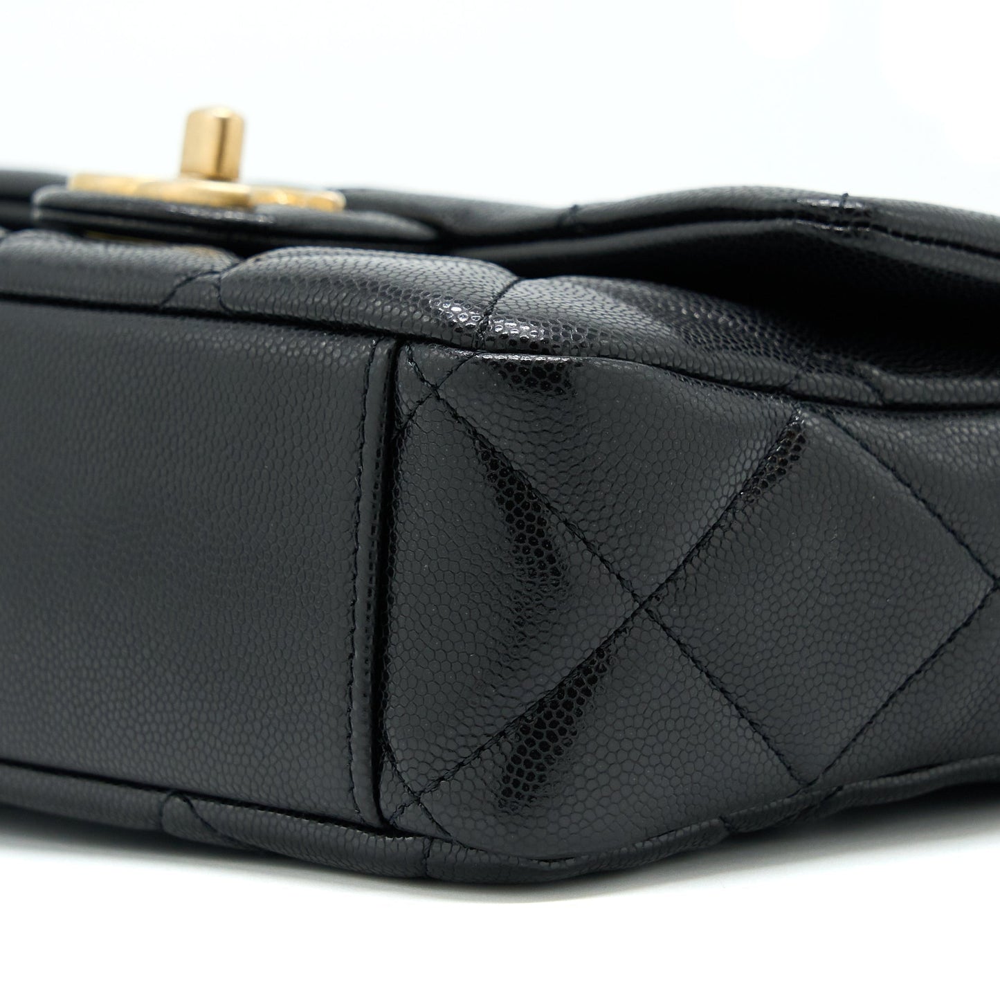 Chanel 22A Small Flap Bag Caviar Black Brushed Gold Hardware(Microchip)