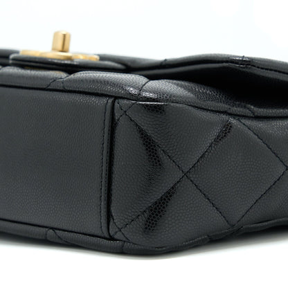 Chanel 22A Small Flap Bag Caviar Black Brushed Gold Hardware(Microchip)