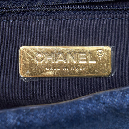 Chanel 22P Small 19 Bag Denim Blue With Gold And Silver Hardware