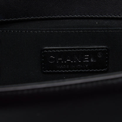 Chanel Medium Boy Bag Quilted And Chevron Calfskin Black SHW
