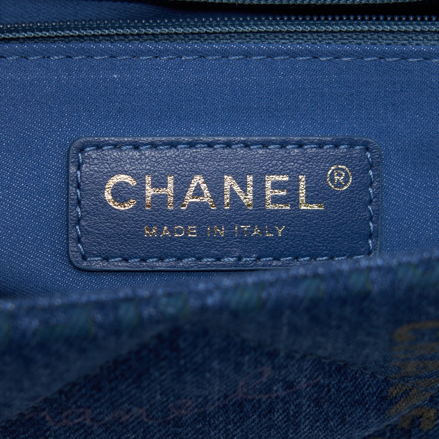 Chanel 22P Multicolor Denim Logo Flap Bag 28cm Blue GHW (Microchip)