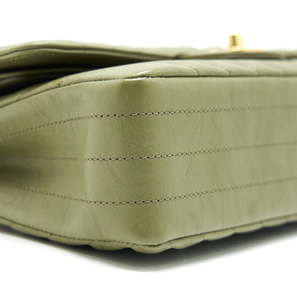 Chanel Chevron Medium Classic Double Flap Bag Olive-Green GHW