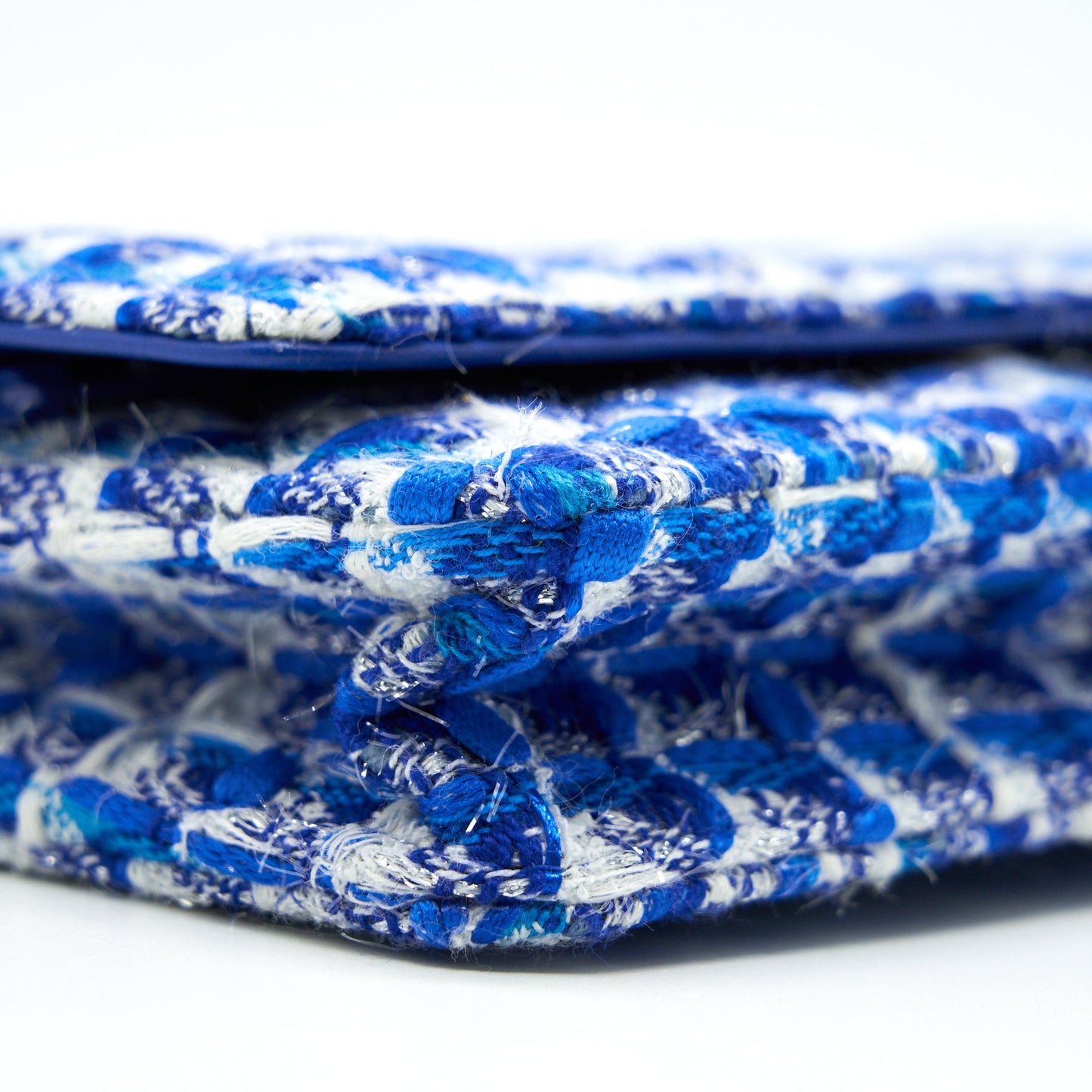 CHANEL Tweed Quilted Wallet On Chain WOC blue