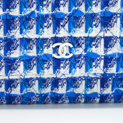 CHANEL Tweed Quilted Wallet On Chain WOC blue