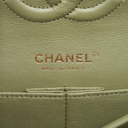 Chanel Chevron Medium Classic Double Flap Bag Olive-Green GHW