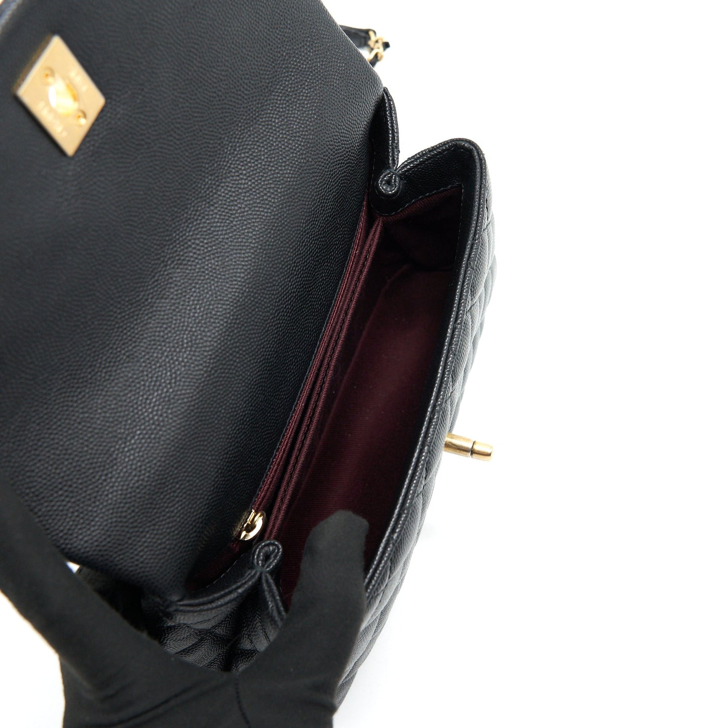 Chanel Mini Coco Handle Flap Caviar in Black GHW