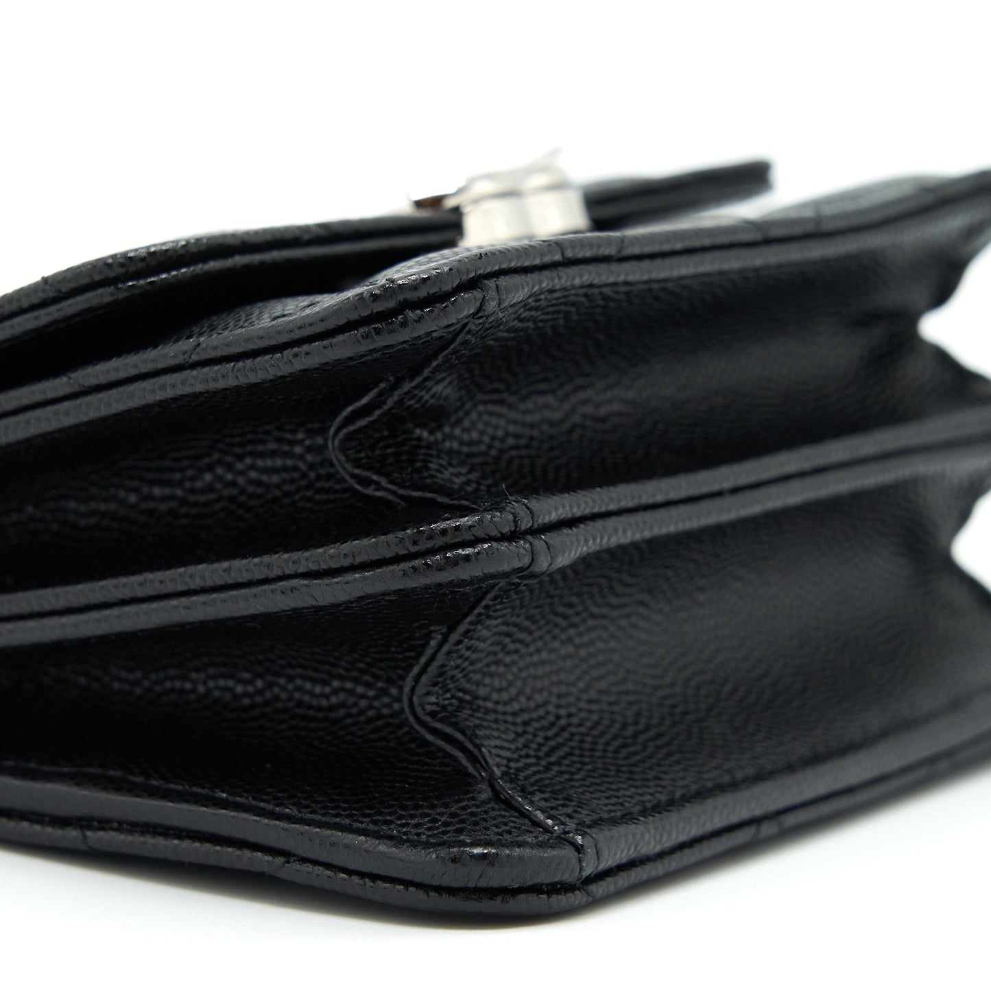 Chanel 22S Giant Chain Top Handle Mini Flap Bag Caviar Black SHW