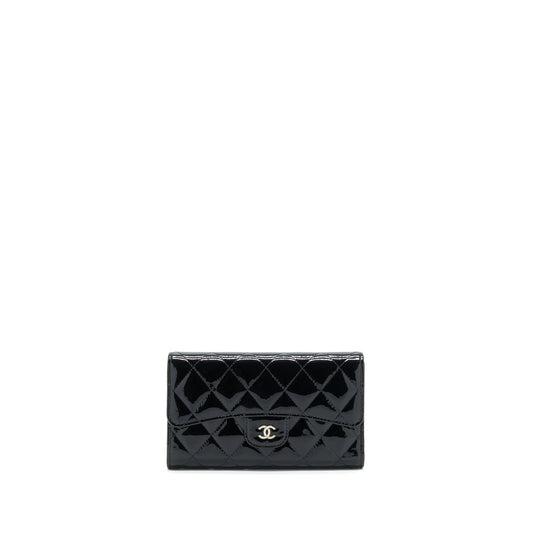 Chanel Classic Flap Long Wallet Patent Black SHW
