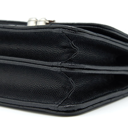 Chanel 22S Giant Chain Top Handle Mini Flap Bag Caviar Black SHW