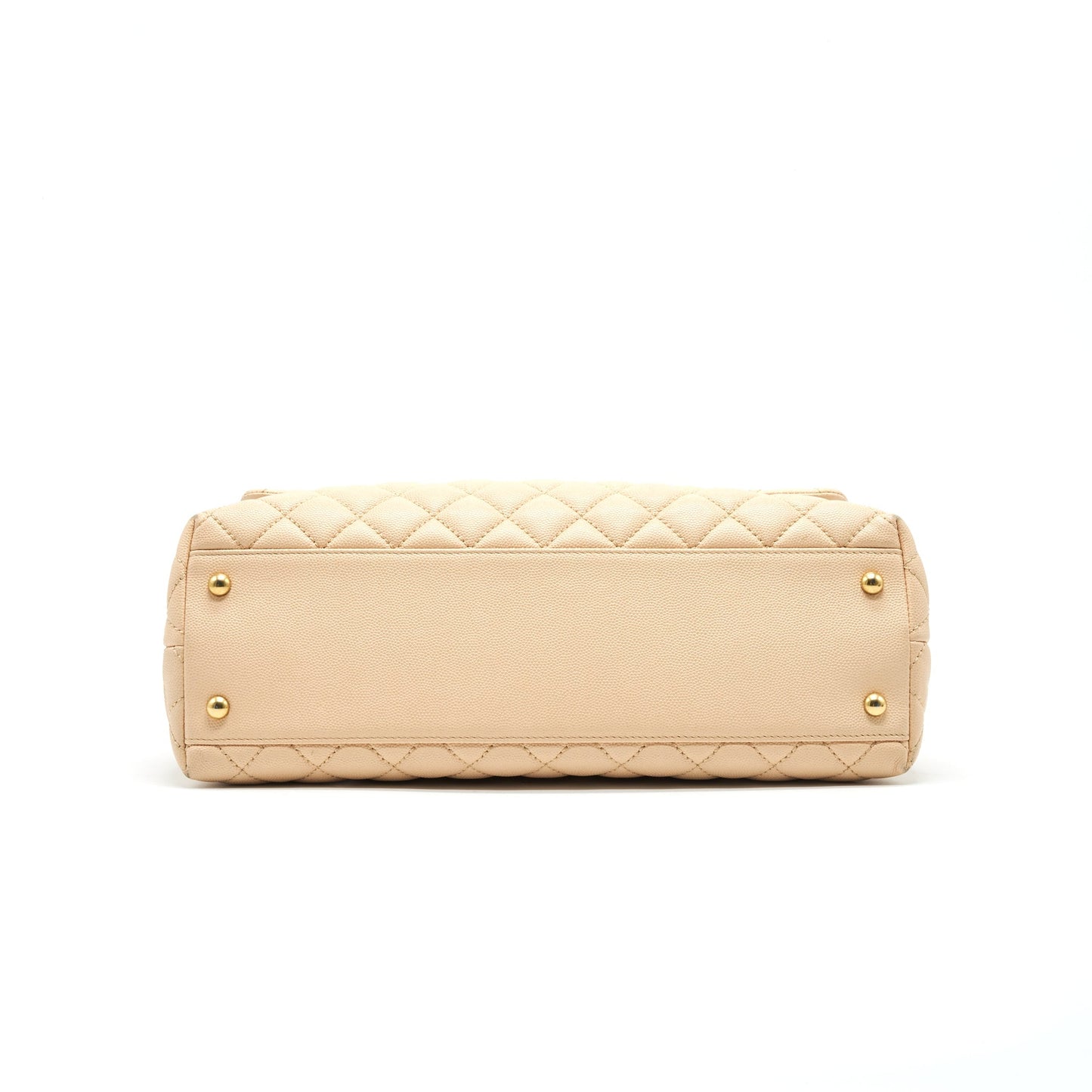 CHANEL CAVIER LARGE COCO HANDLE FLAP BAG BEIGE GHW
