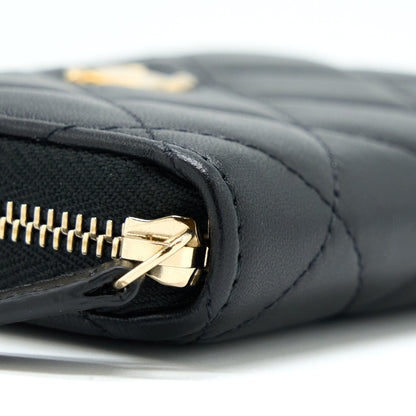 Chanel 22C Pearl Crush Card holder With Chain Lambskin Black GHW