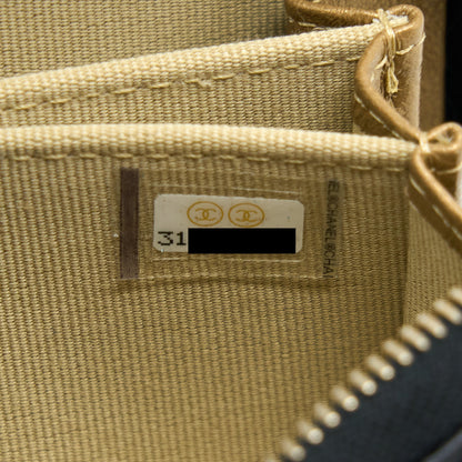 Chanel 22C Pearl Crush Card holder With Chain Lambskin Black GHW