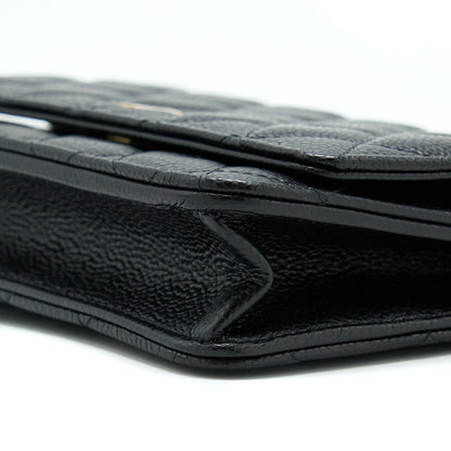Chanel Classic Wallet On Chain Caviar Black GHW (Microchip)