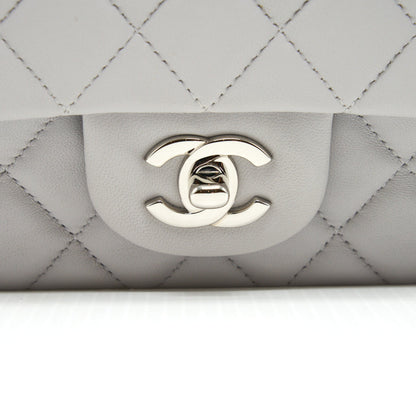 Chanel Mini Rectangular Flap Bag Lambskin Light Grey SHW
