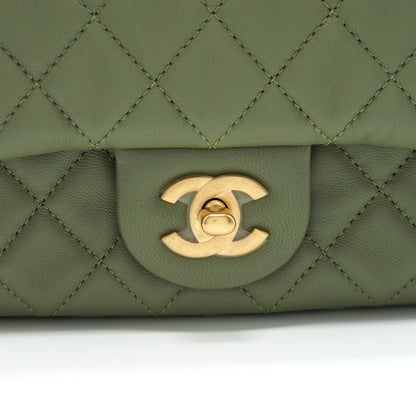 Chanel Pear Crush Mini Rectangular Flap Bag 21B Lambskin Green GHW (Microchip)