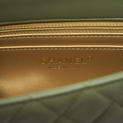 Chanel Pear Crush Mini Rectangular Flap Bag 21B Lambskin Green GHW (Microchip)