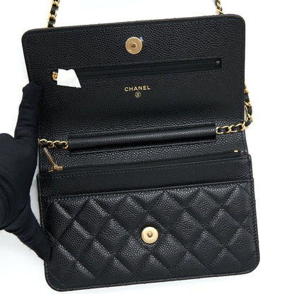 Chanel Classic Wallet On Chain Caviar Black GHW (Microchip)