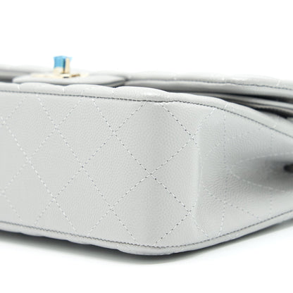 Chanel 21A Small Classic Double Flap Bag Caviar NC634 Light Grey LGHW