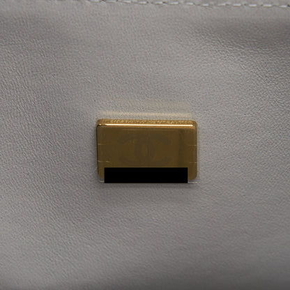 Chanel 21A Small Classic Double Flap Bag Caviar NC634 Light Grey LGHW