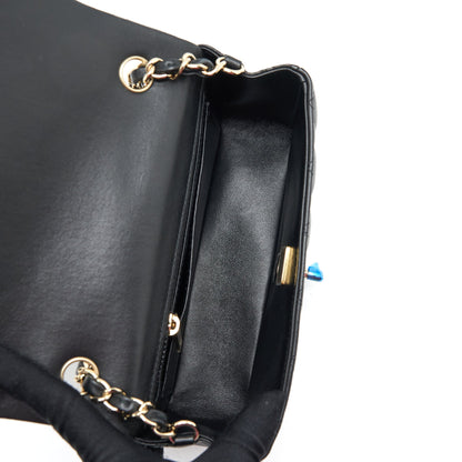 Chanel Mini Rectangular Flap Bag Lambskin Black LGHW (Microchip)