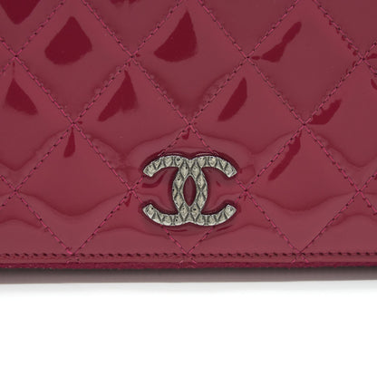 Chanel Long Zip Wallet Patent Fuchsia SHW