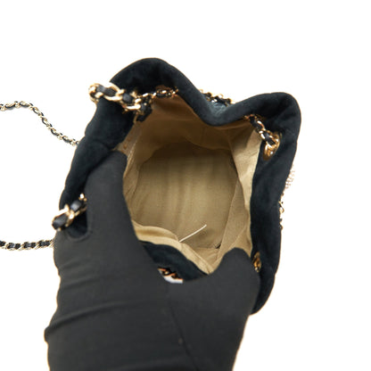 Chanel Pearl Crush On Chain Mini Bucket Velvet Black LGHW