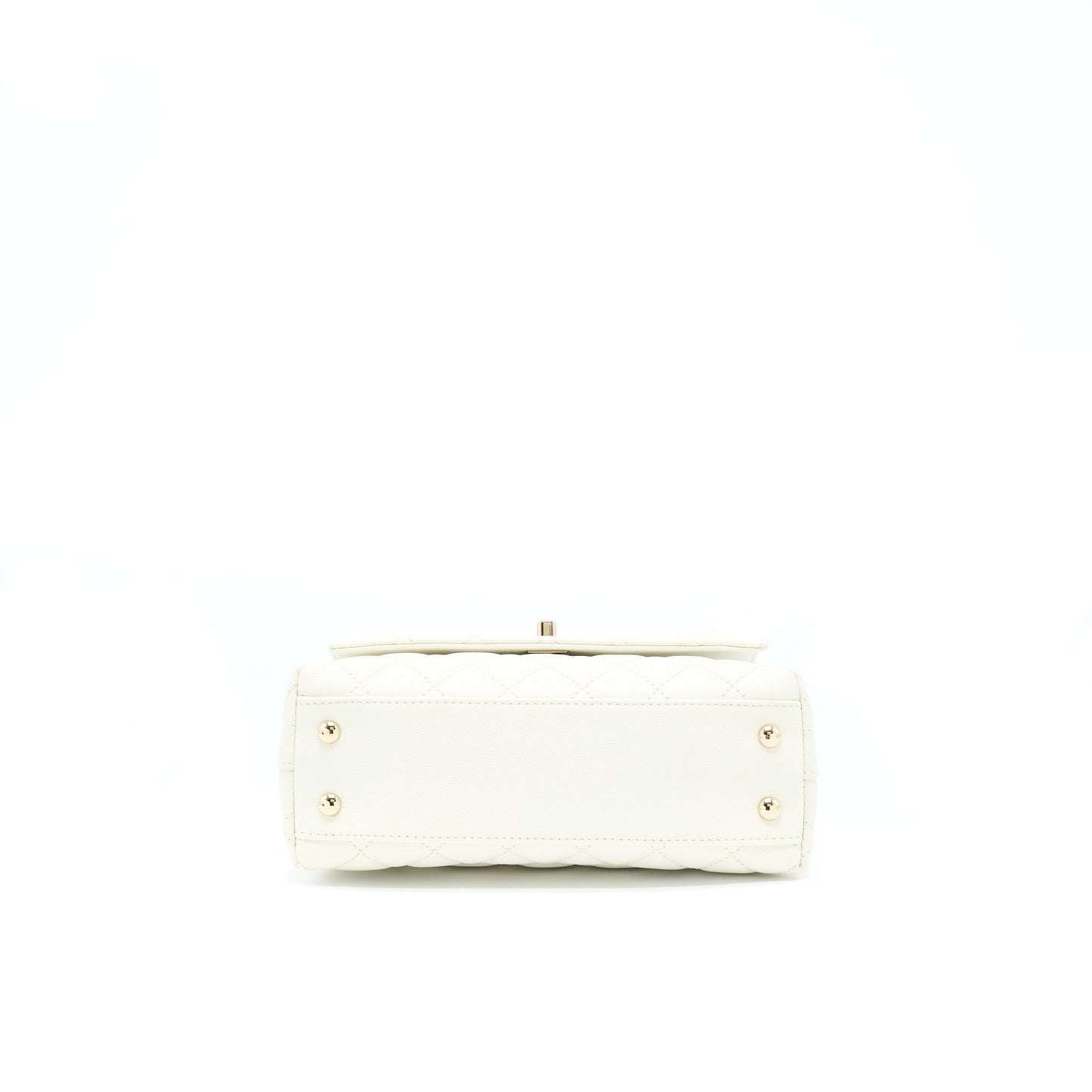 Chanel Small Coco Handle Caviar White LGHW (Microchip)