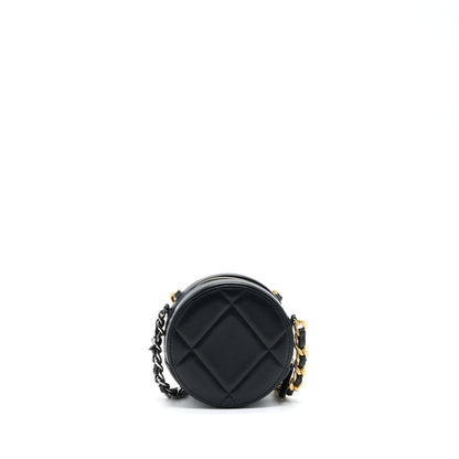Chanel 19 Round Clutch With Chain Lambskin Gold/Silver Hardware