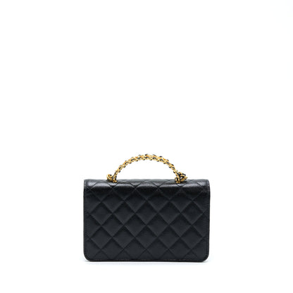 Chanel Letter Top Handle Wallet On Chain Caviar Black GHW (Microchip)