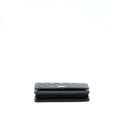 Chanel Letter Top Handle Wallet On Chain Caviar Black GHW (Microchip)