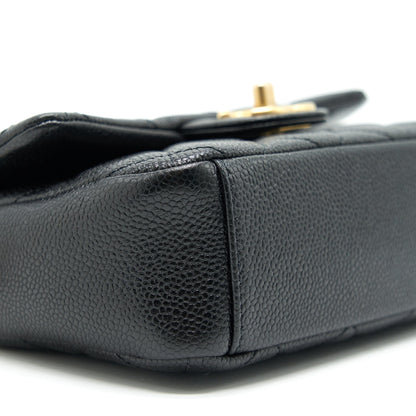 Chanel 21A Mini Square Flap Bag Caviar Black GHW