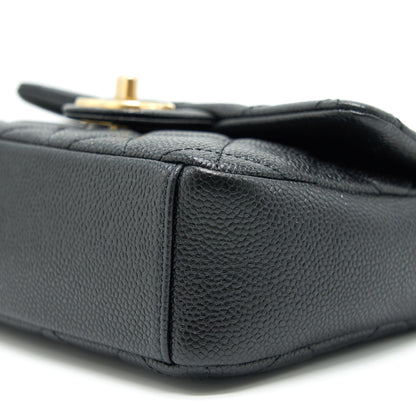 Chanel 21A Mini Square Flap Bag Caviar Black GHW