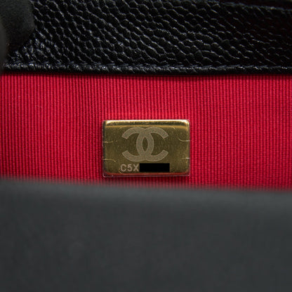 Chanel 21A Mini Square Flap Bag Caviar Black GHW