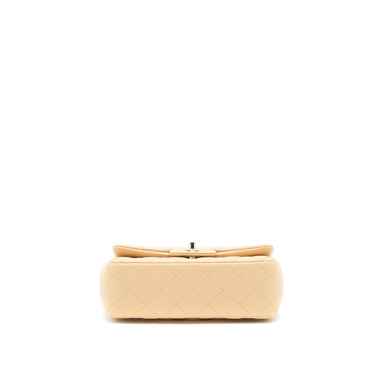 Chanel Mini Rectangular Lambskin Light Beige LGHW(microchip)