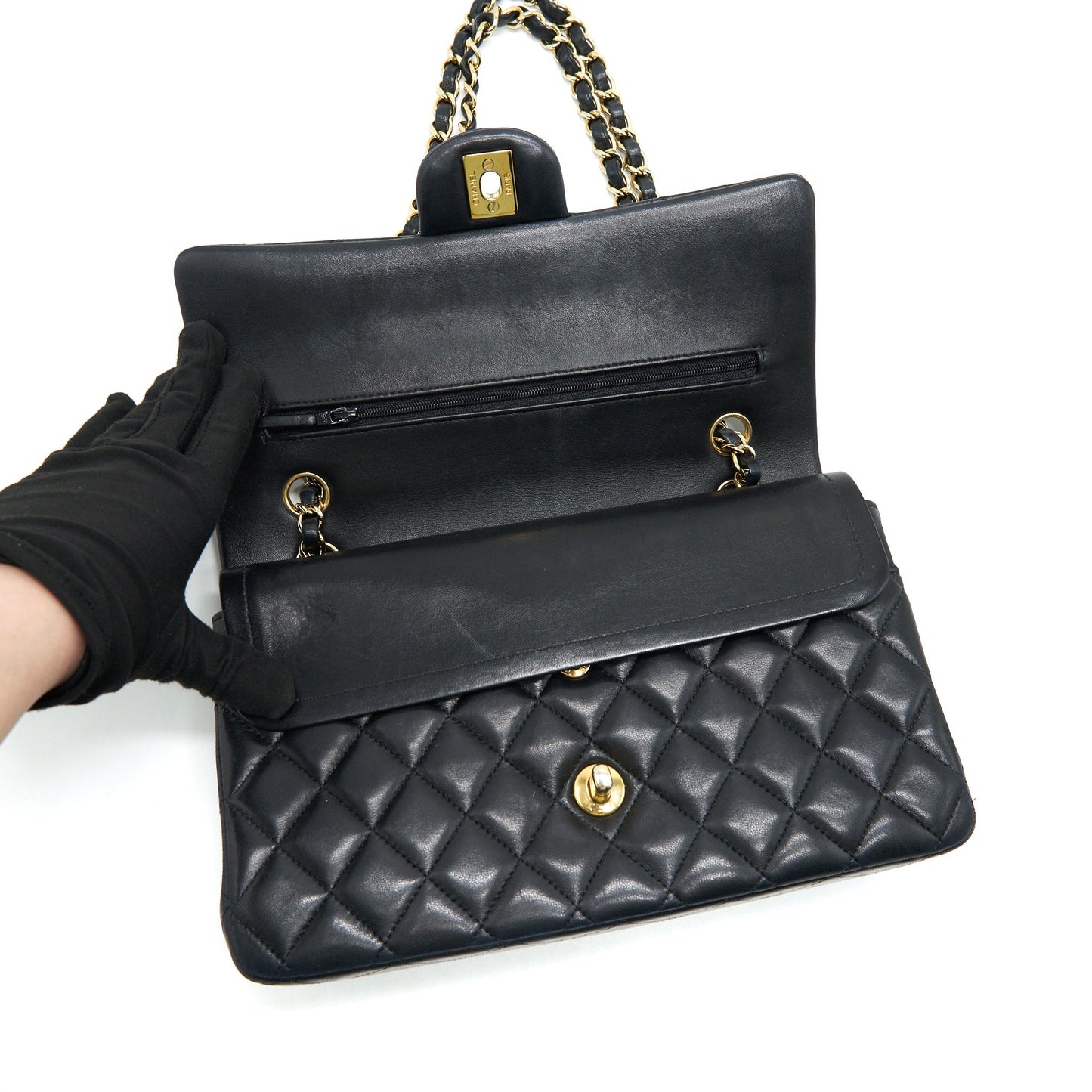 Chanel Classic Double Flap Bag Lambskin Medium Black GHW serial 19