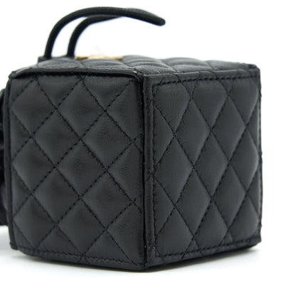 Chanel Mini Vanity Pouch With Chain Lambskin Black GHW
