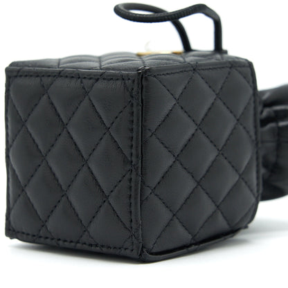 Chanel Mini Vanity Pouch With Chain Lambskin Black GHW