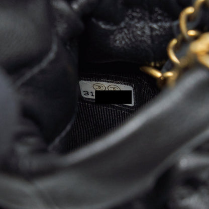 Chanel Mini Vanity Pouch With Chain Lambskin Black GHW