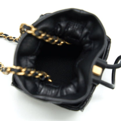 Chanel Mini Vanity Pouch With Chain Lambskin Black GHW