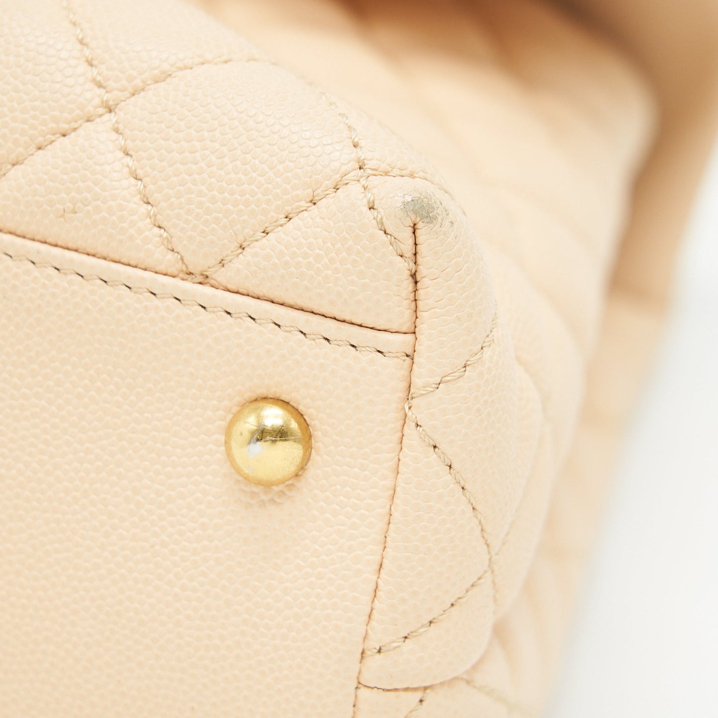 CHANEL CAVIER LARGE COCO HANDLE FLAP BAG BEIGE GHW