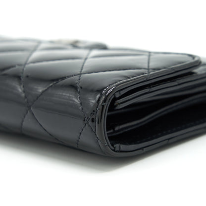 Chanel Classic Flap Long Wallet Patent Black SHW