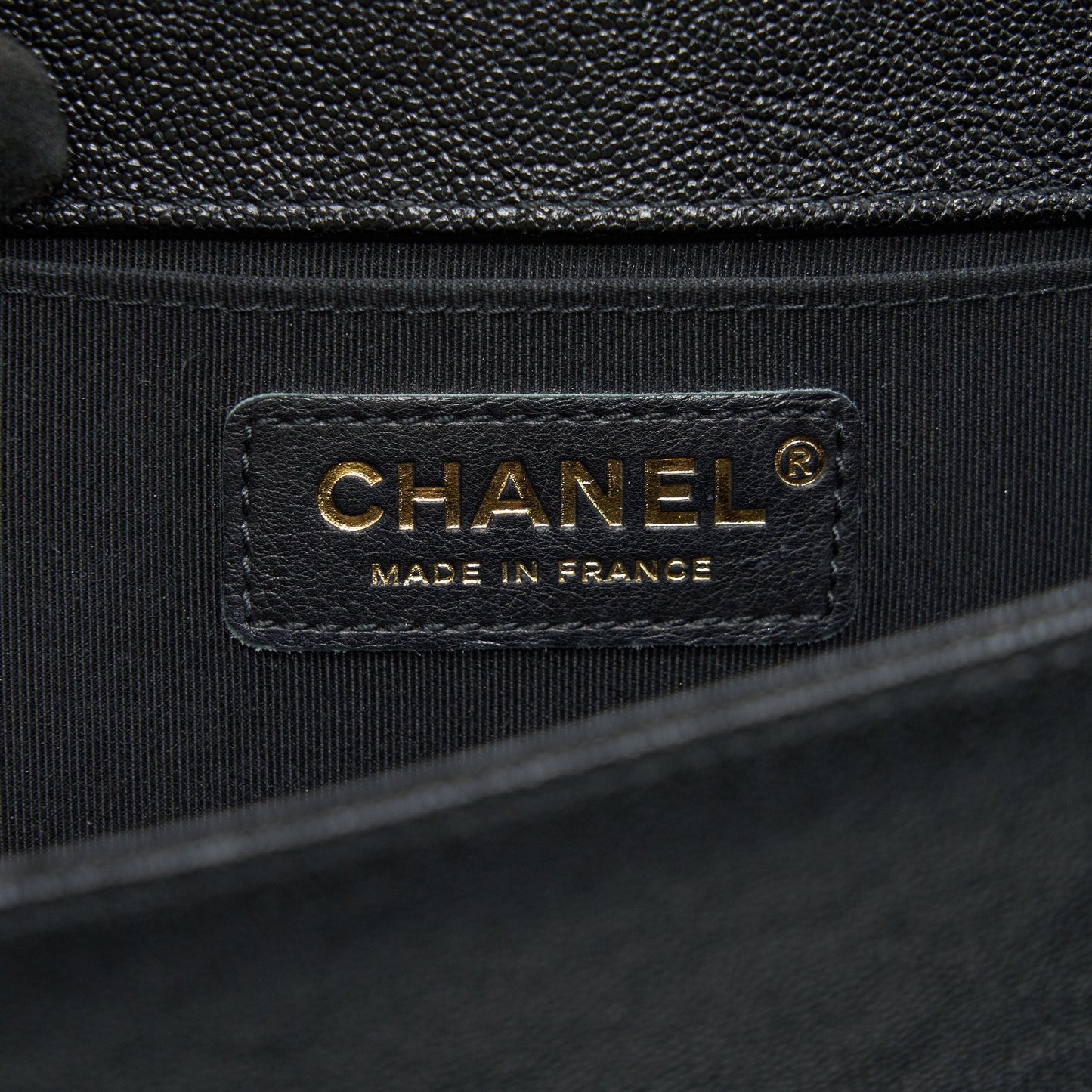 Chanel Chevron medium Boy Chanel Handbag Caviar Black GHW