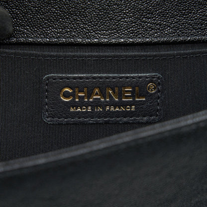 Chanel Chevron medium Boy Chanel Handbag Caviar Black GHW