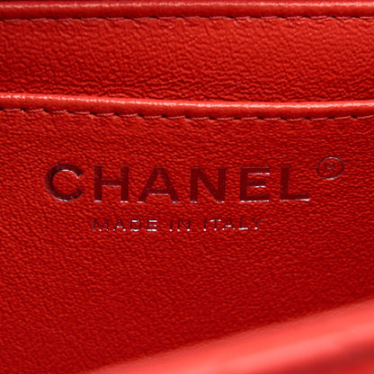 Chanel Mini Square Flap Bag Lambskin Orange Red SHW