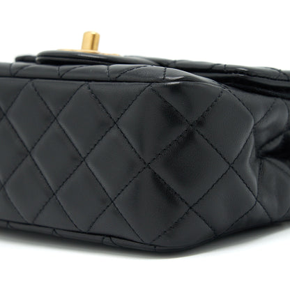 Chanel 22S Pearl Crush Mini Square Flap Bag Lambskin Black GHW (Microchip)
