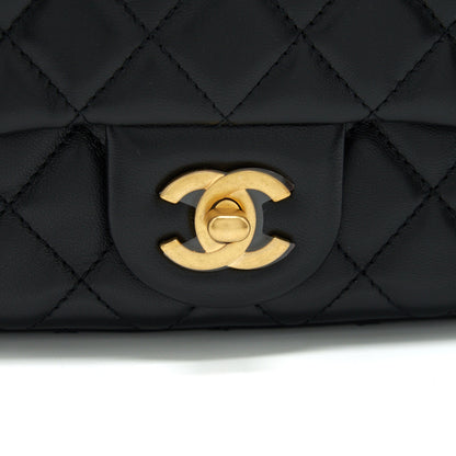 Chanel 22S Pearl Crush Mini Square Flap Bag Lambskin Black GHW (Microchip)