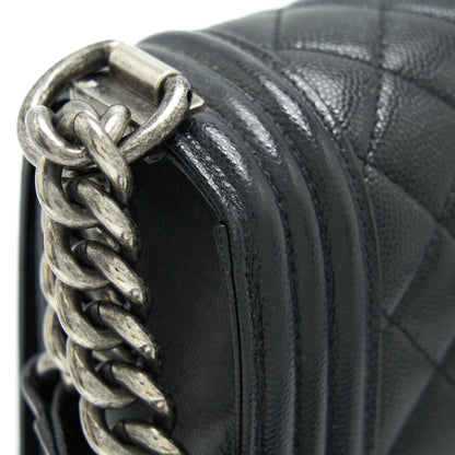Chanel Small Boy Bag Caviar Black Ruthenium Sliver Hardware