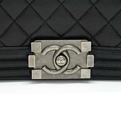 Chanel Small Boy Bag Caviar Black Ruthenium Sliver Hardware